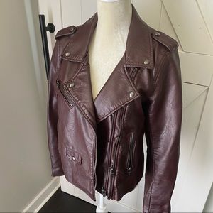 Blank NYC Burgundy Vegan Leather Jacket